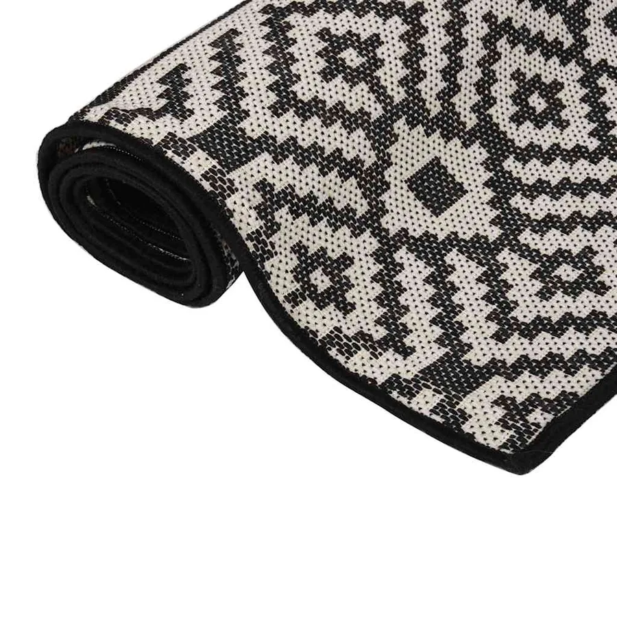 Tapis à tissage plat d'extérieur 100x200 cm Rayures noires - 3