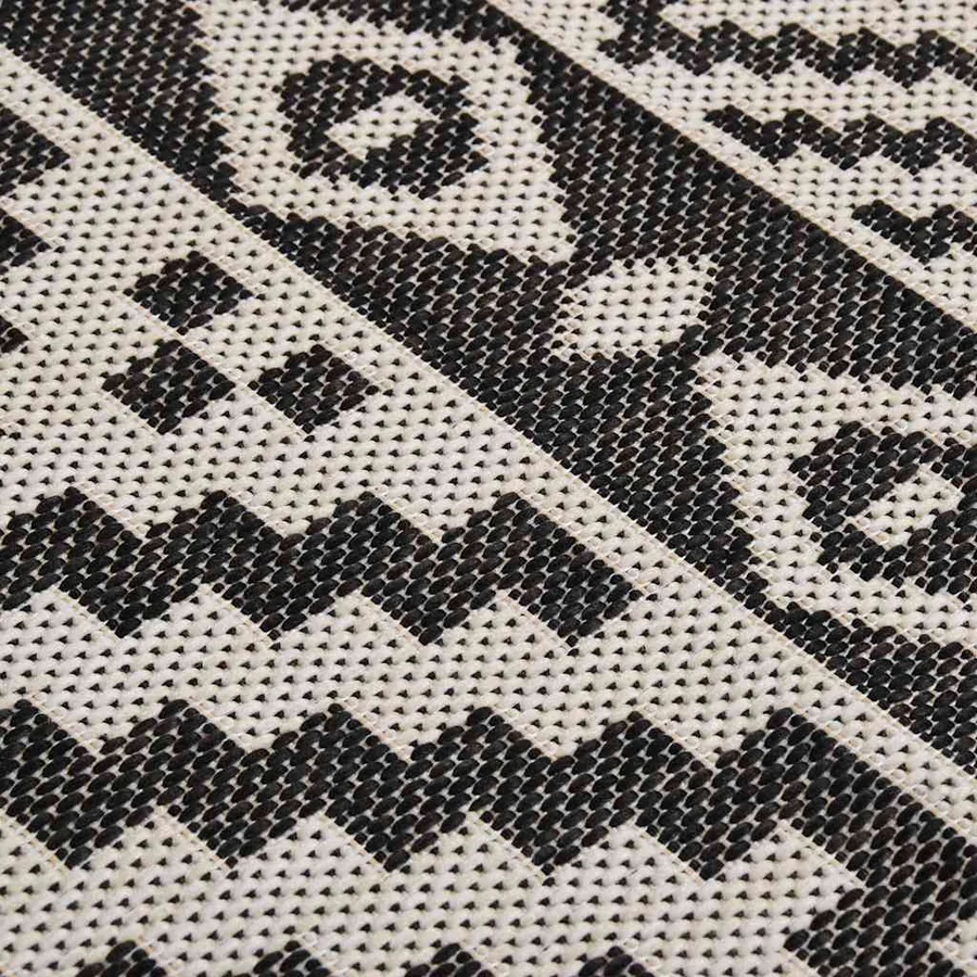 Tapis à tissage plat d'extérieur 100x200 cm Rayures noires - 5