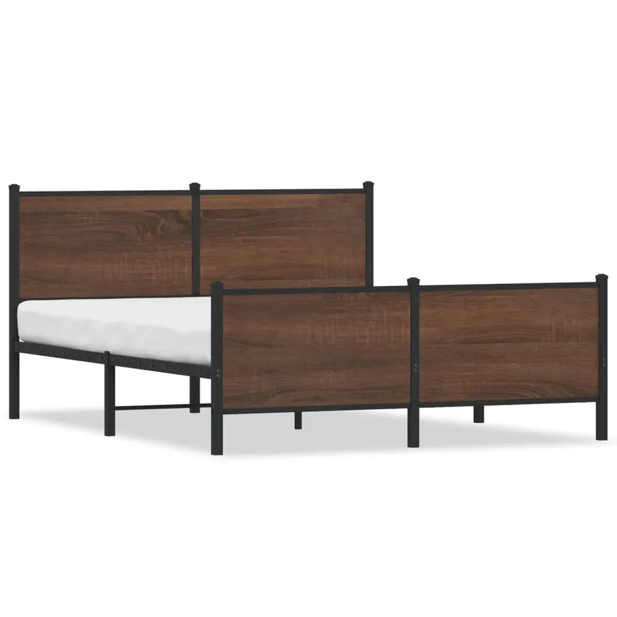 Cadre de lit en métal sans matelas chêne marron 150x200 cm - 2