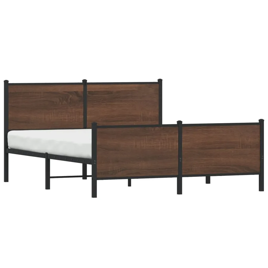 Cadre de lit en métal sans matelas chêne marron 150x200 cm - 3