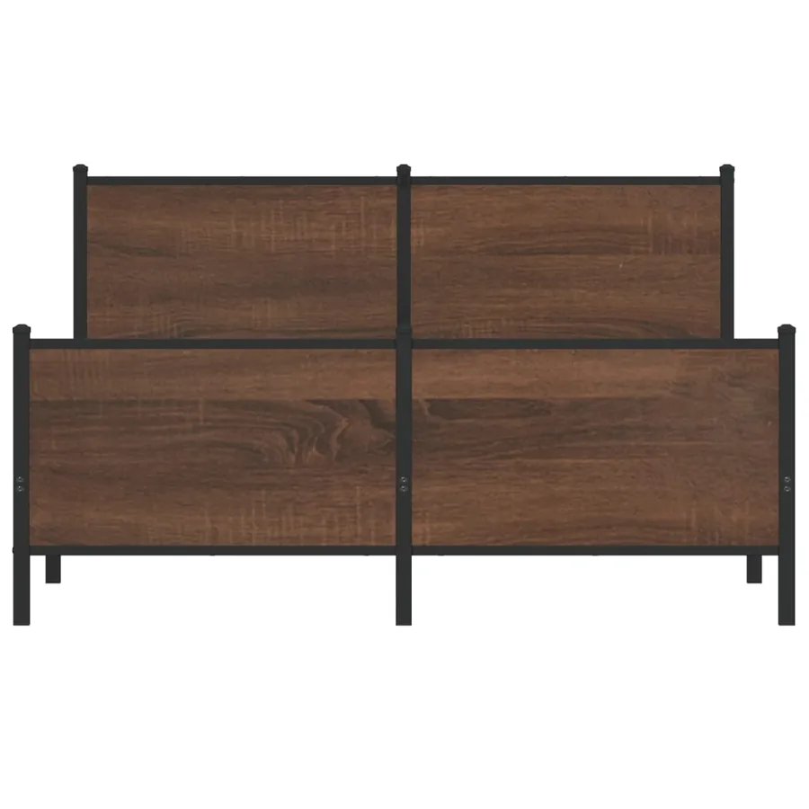 Cadre de lit en métal sans matelas chêne marron 150x200 cm - 5