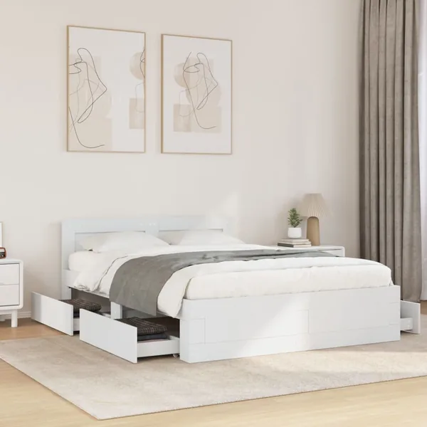Cadre de lit avec tête de lit sans matelas blanc 120x190 cm