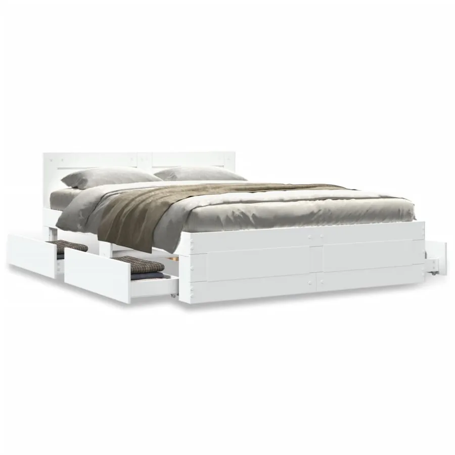 Cadre de lit avec tête de lit sans matelas blanc 120x190 cm - 4