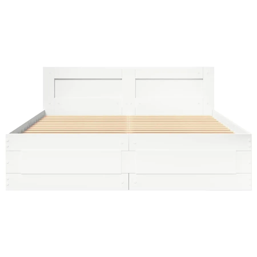 Cadre de lit avec tête de lit sans matelas blanc 120x190 cm - 5