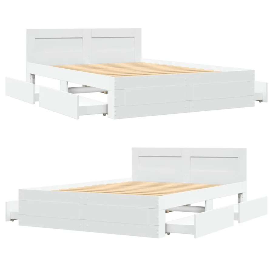 Cadre de lit avec tête de lit sans matelas blanc 120x190 cm - 8