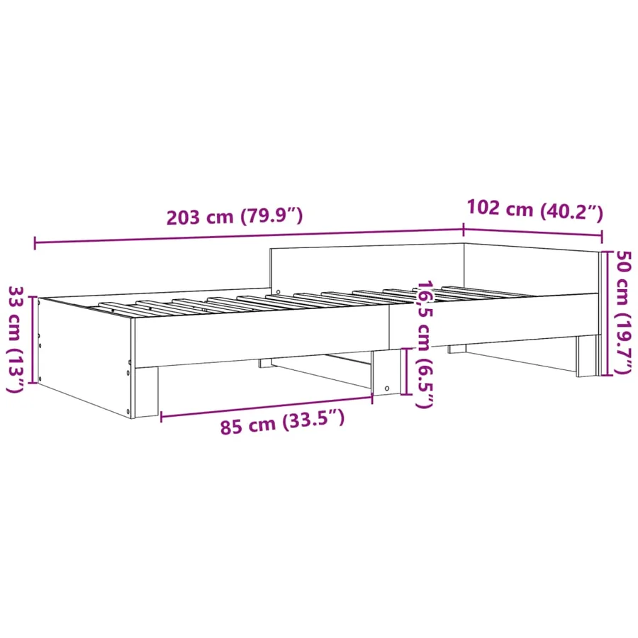 Cadre de lit sans matelas chêne marron 100x200 cm - 9