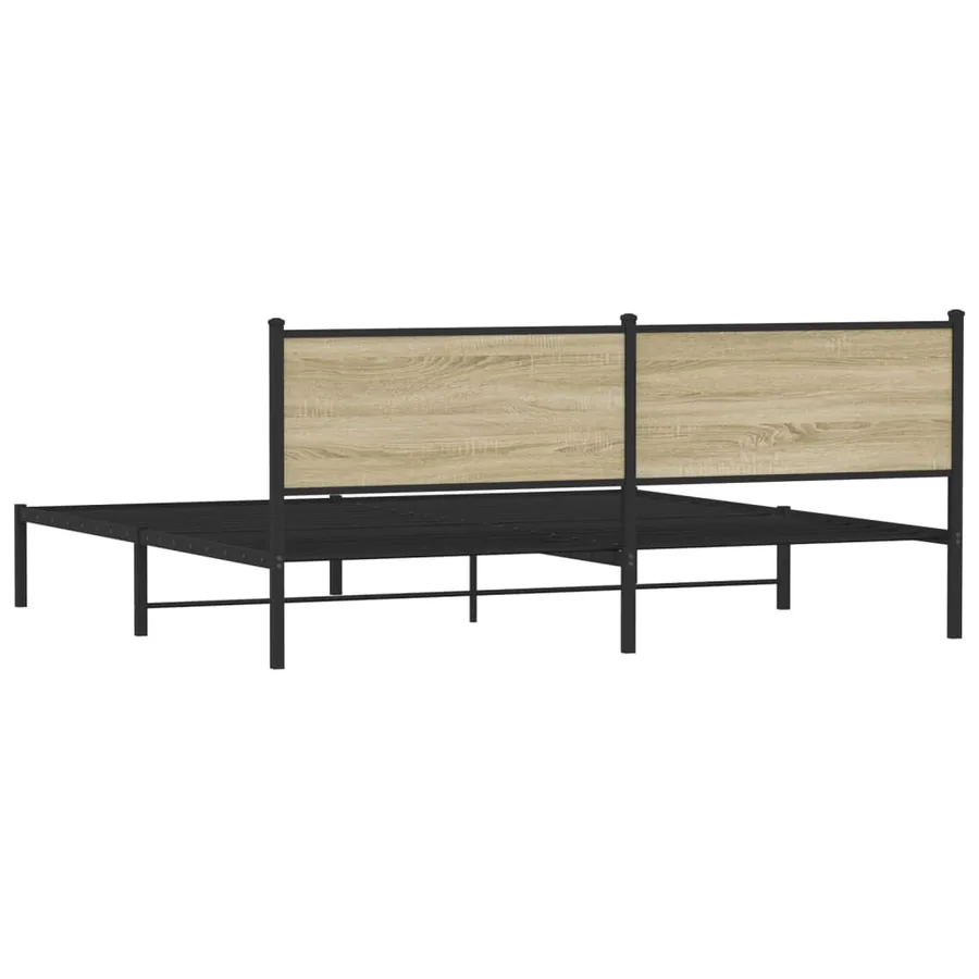 Cadre de lit en métal sans matelas chêne sonoma 200x200 cm - 7
