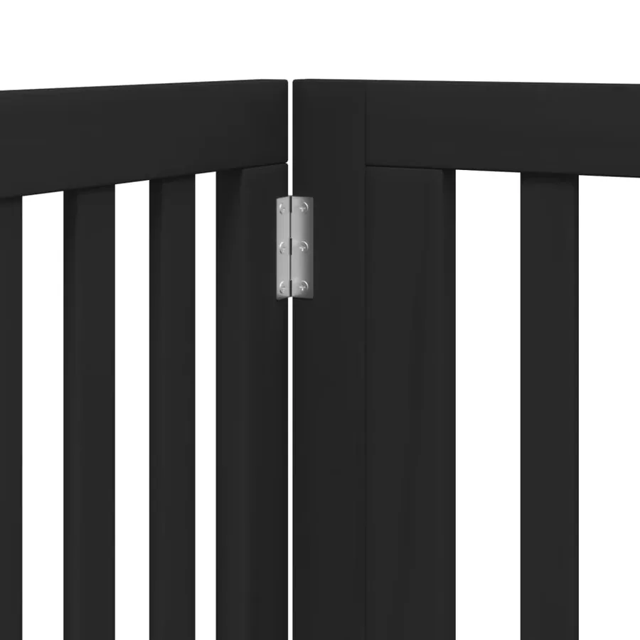 Barrière pour chiens et porte 4 panneaux noir bois de peuplier - 8