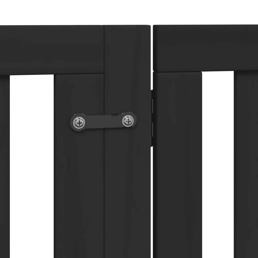 Barrière pour chiens et porte 4 panneaux noir bois de peuplier - 9
