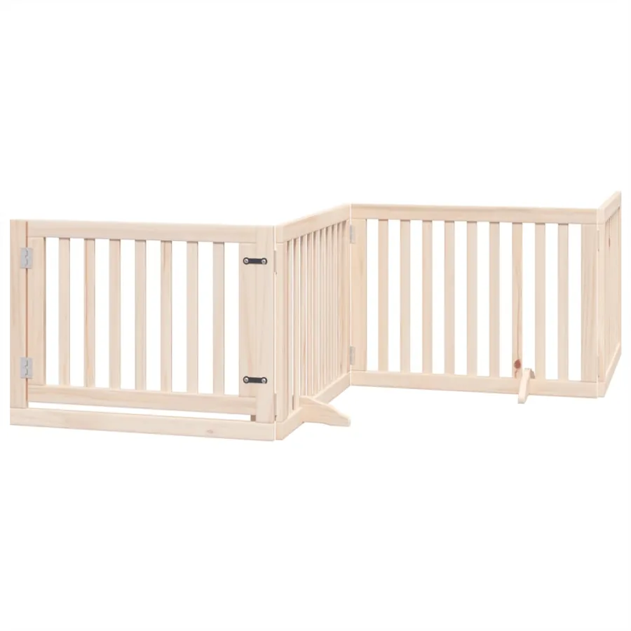 Barrière pour chien avec porte pliable 4 panneaux 320 cm Bois de peuplier - 2