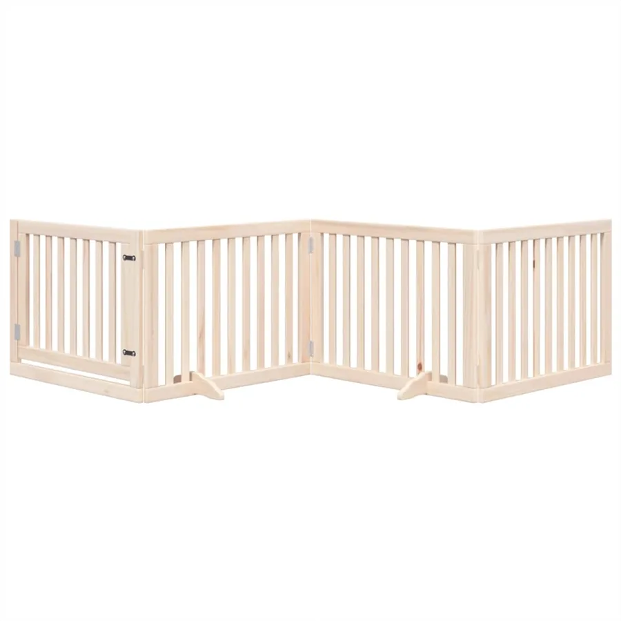 Barrière pour chien avec porte pliable 4 panneaux 320 cm Bois de peuplier - 3