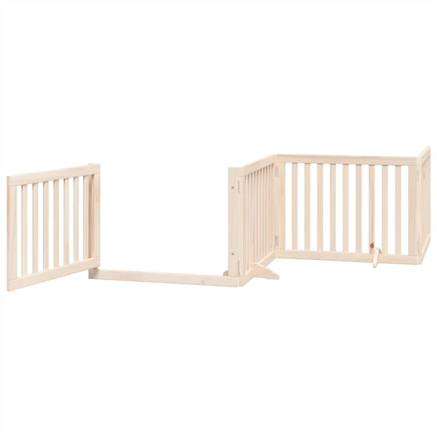 Barrière pour chien avec porte pliable 4 panneaux 320 cm Bois de peuplier - 4