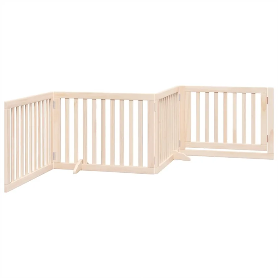 Barrière pour chien avec porte pliable 4 panneaux 320 cm Bois de peuplier - 6