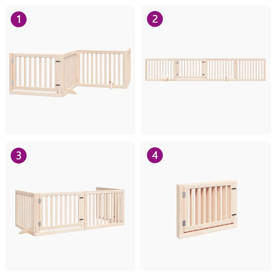 Barrière pour chien avec porte pliable 4 panneaux 320 cm Bois de peuplier - 7