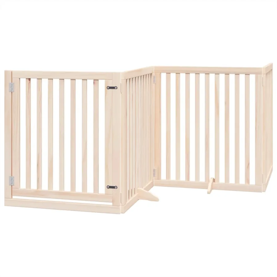 Barrière pour chiens avec porte 4 panneaux bois de peuplier - 2