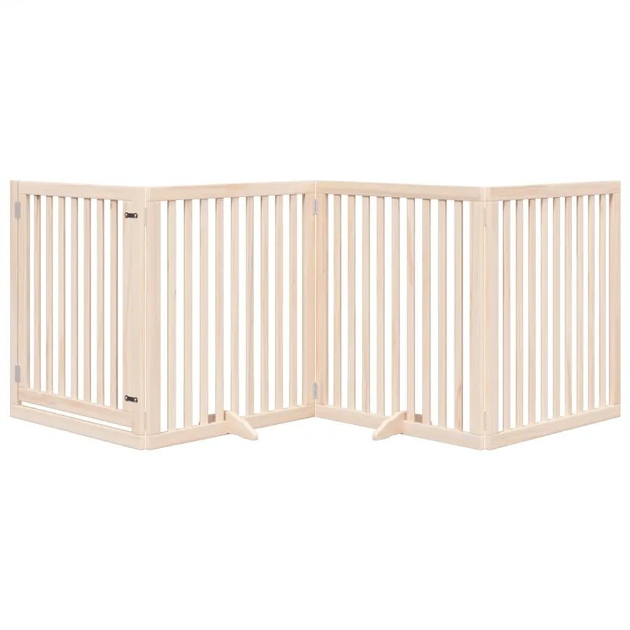 Barrière pour chiens avec porte 4 panneaux bois de peuplier - 3