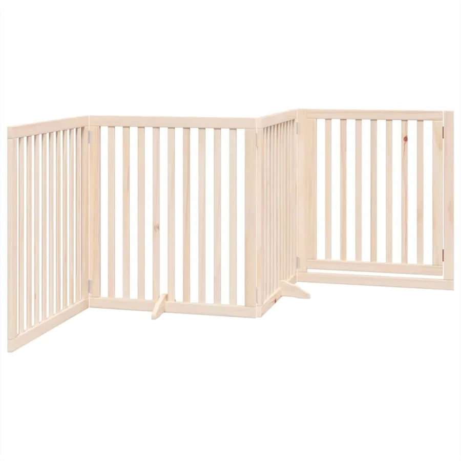 Barrière pour chiens avec porte 4 panneaux bois de peuplier - 6