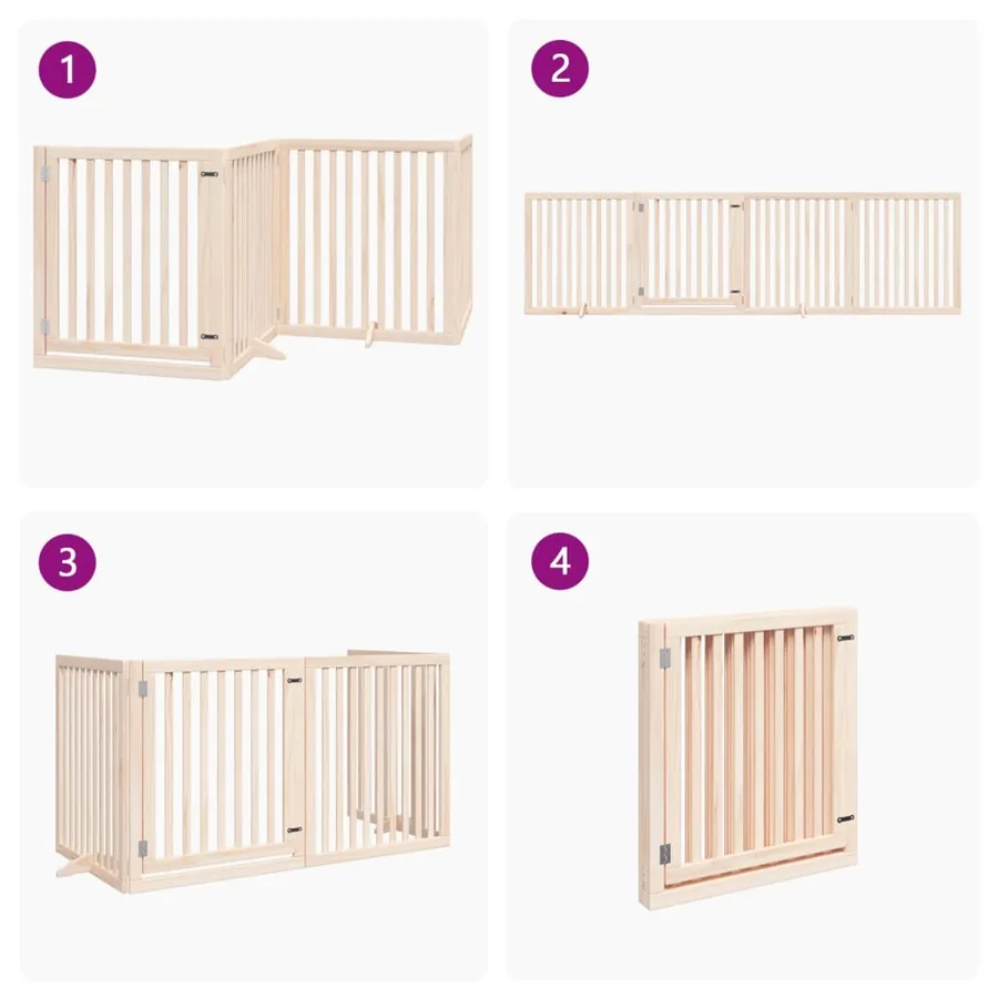 Barrière pour chiens avec porte 4 panneaux bois de peuplier - 7