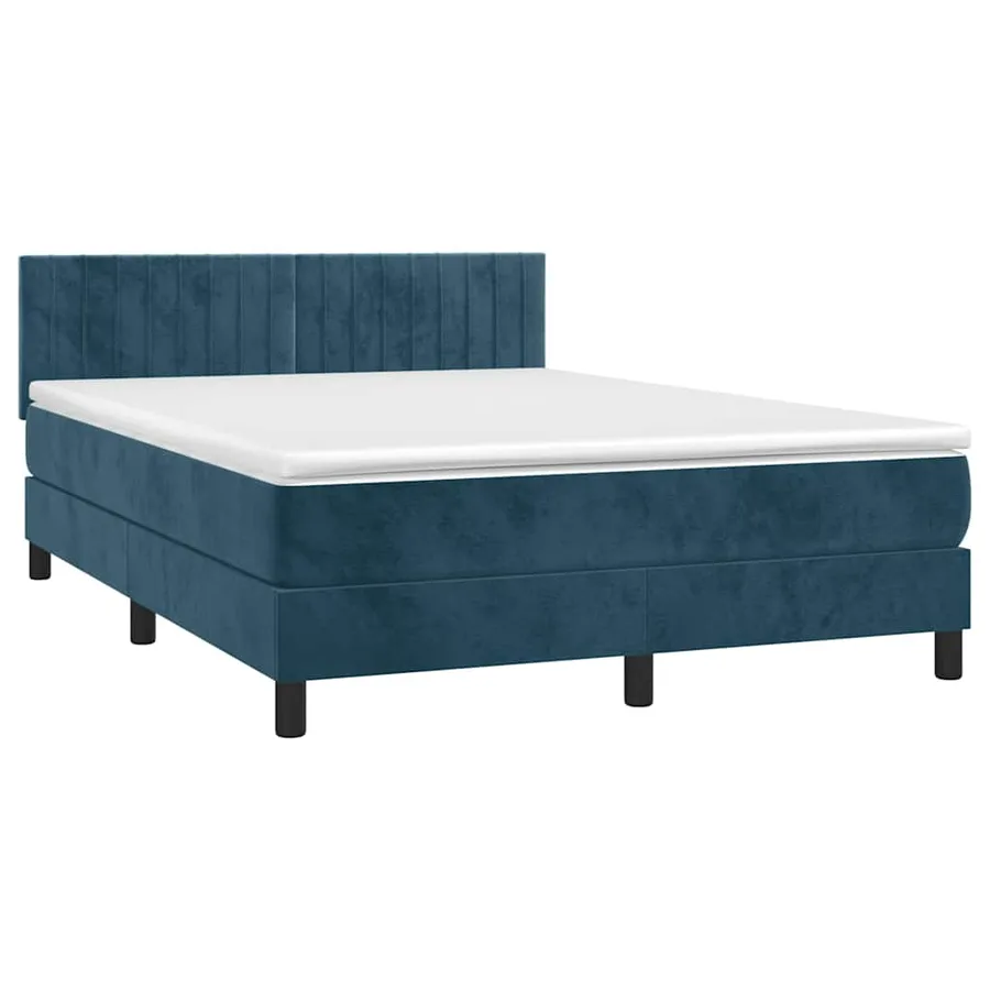 Sommier à lattes de lit avec matelas LED Bleu foncé 140x190 cm - 3