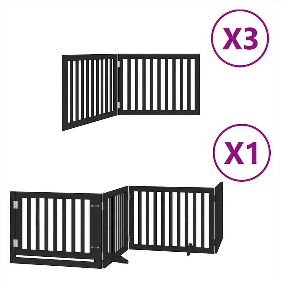 Barrière pour chien porte pliable 10panneaux noir bois peuplier - 2