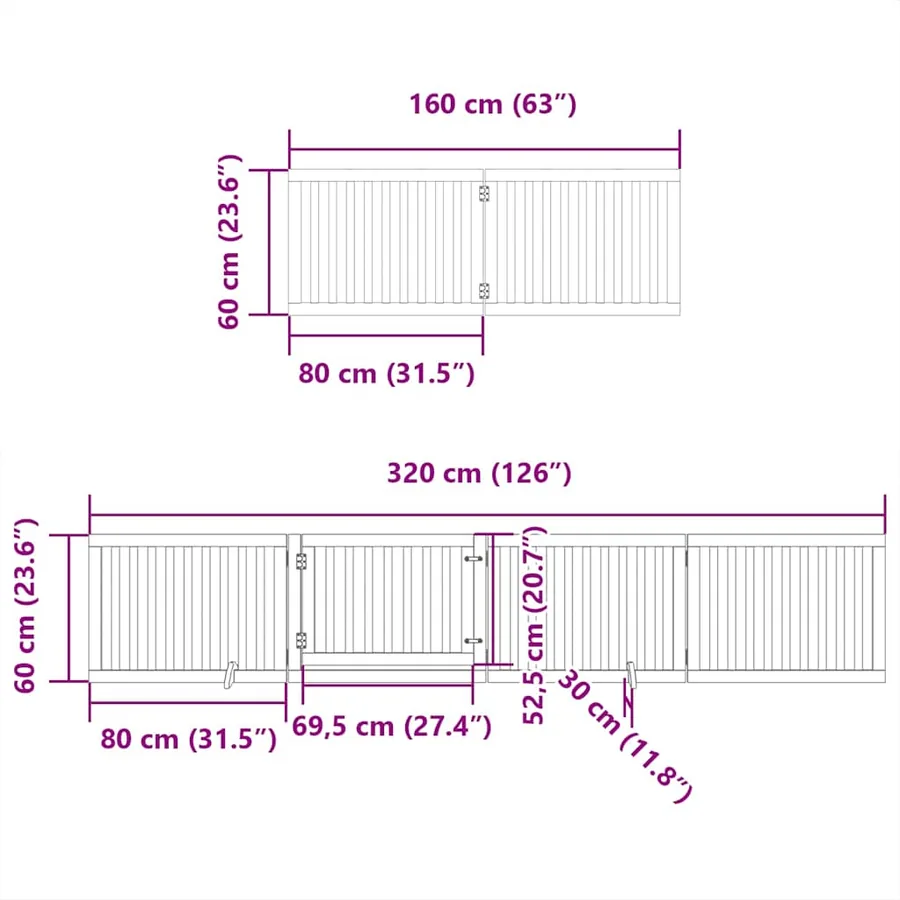 Barrière pour chien porte pliable 6 panneaux noir bois peuplier - 11
