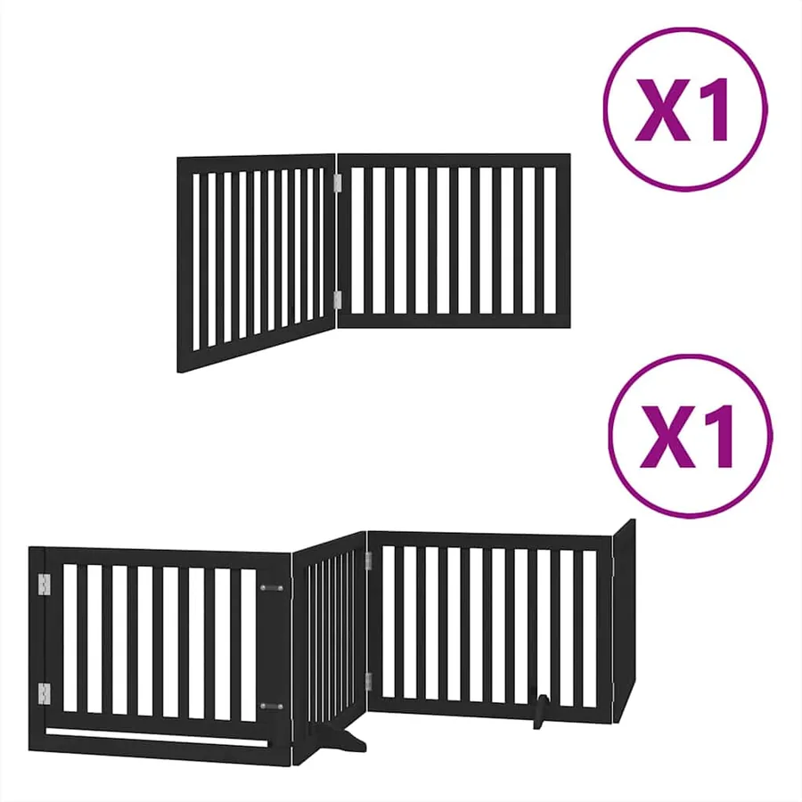 Barrière pour chien porte pliable 6 panneaux noir bois peuplier - 2
