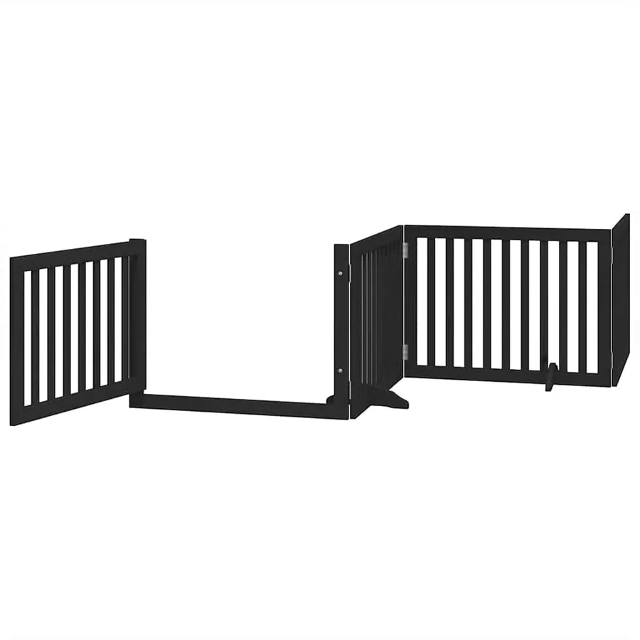 Barrière pour chien porte pliable 6 panneaux noir bois peuplier - 4
