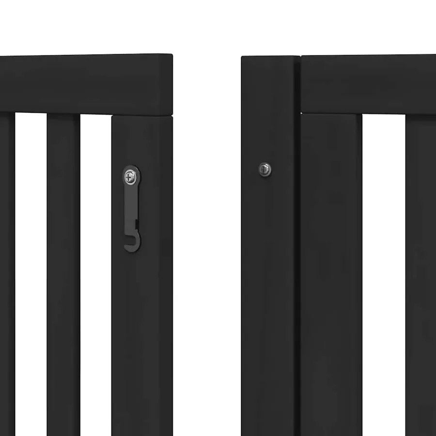Barrière pour chien porte pliable 6 panneaux noir bois peuplier - 9