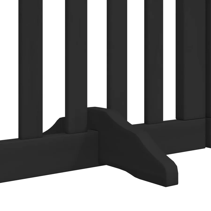 Barrière pour chiens et porte 6 panneaux noir bois de peuplier - 10