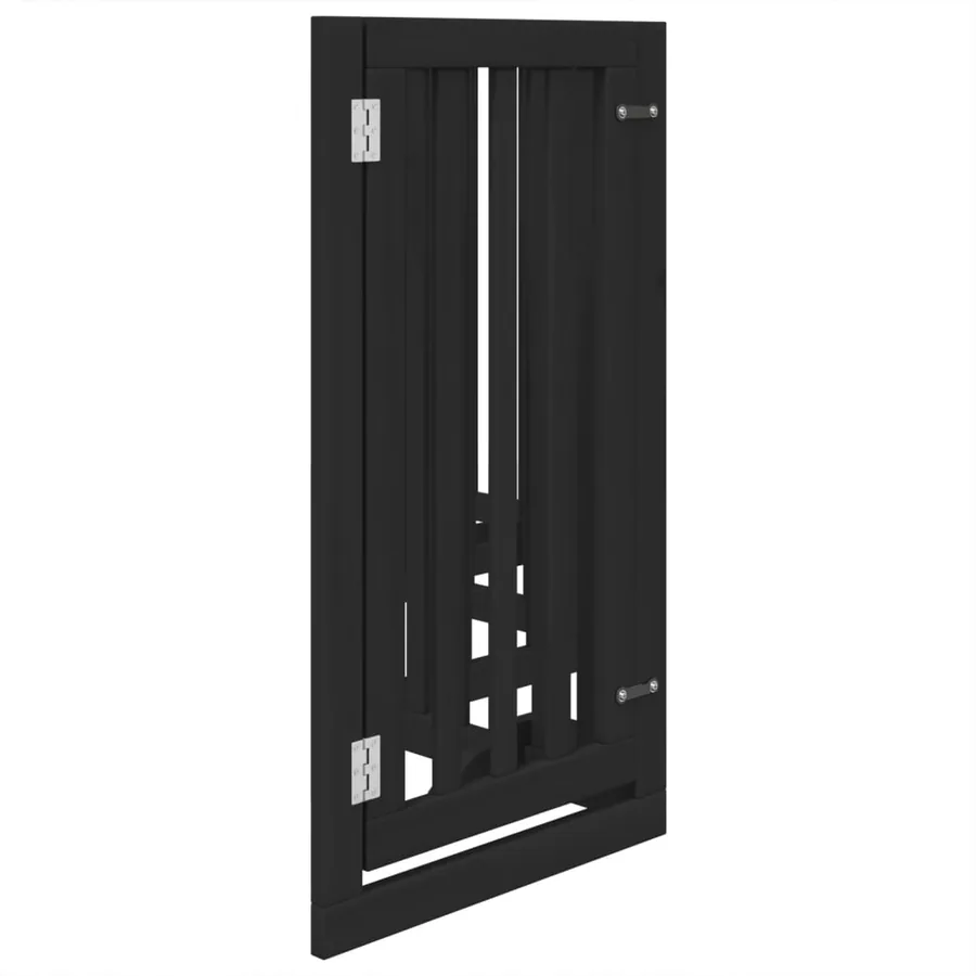 Barrière pour chiens et porte 6 panneaux noir bois de peuplier - 5