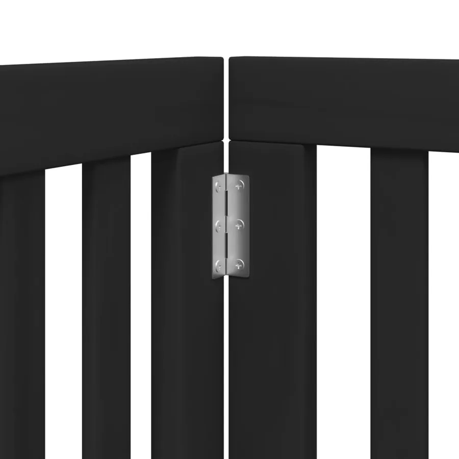 Barrière pour chiens et porte 6 panneaux noir bois de peuplier - 8