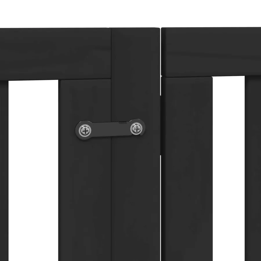 Barrière pour chiens et porte 6 panneaux noir bois de peuplier - 9