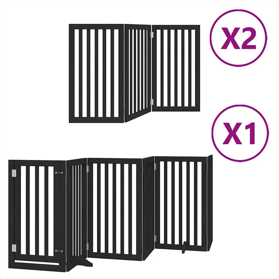 Barrière pour chien porte pliable 12panneaux noir bois peuplier - 2