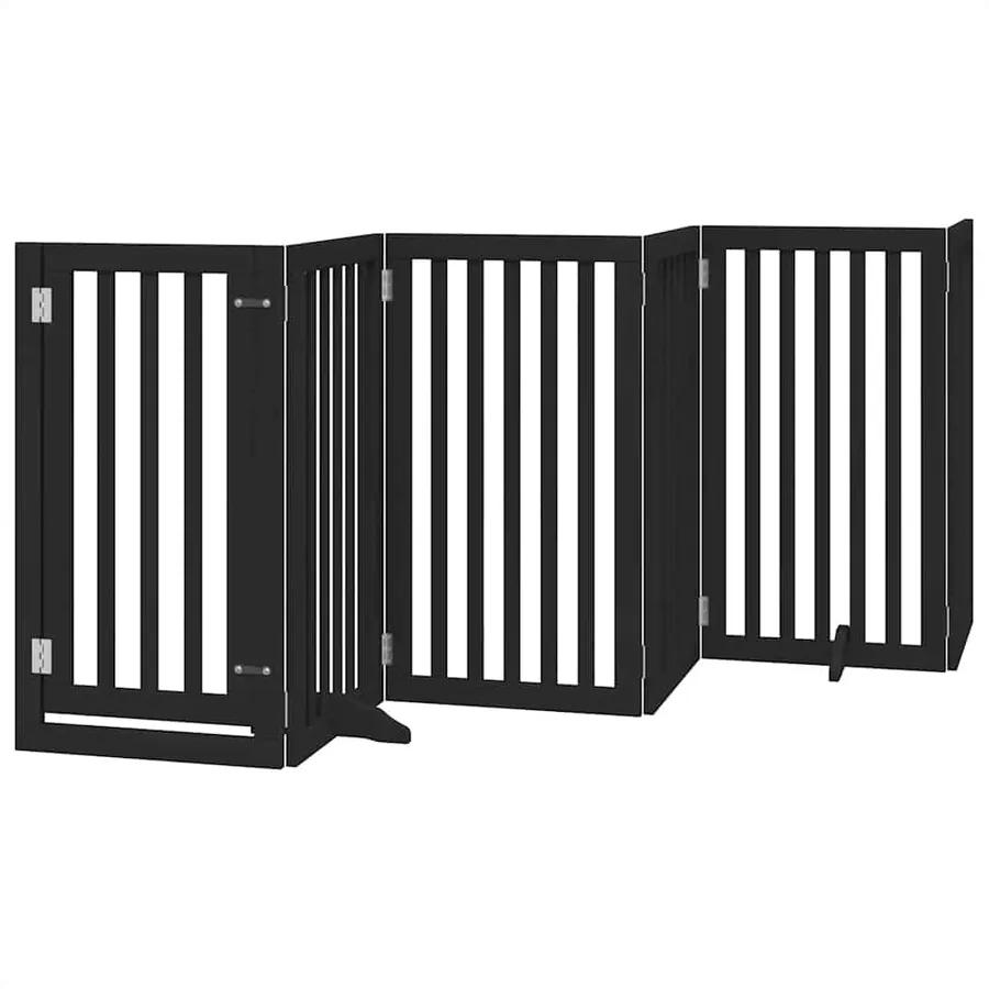 Barrière pour chien porte pliable 12panneaux noir bois peuplier - 3