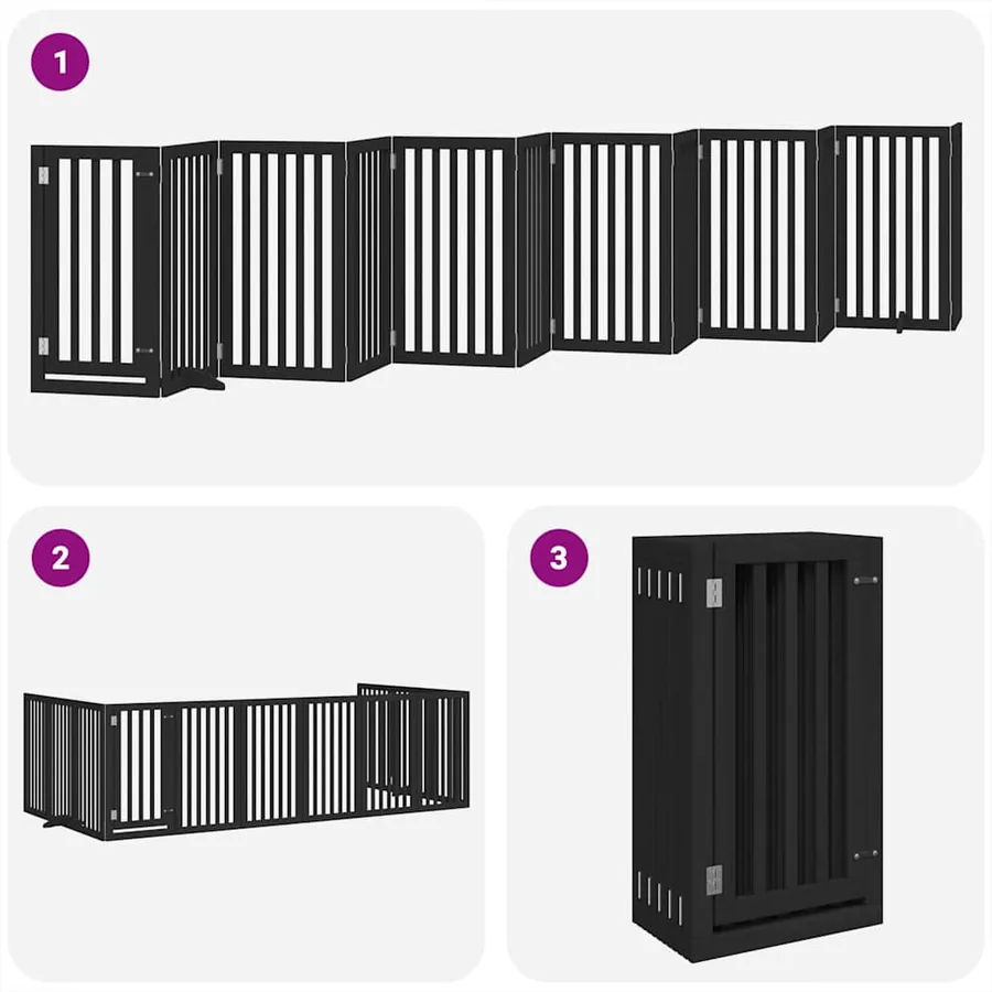 Barrière pour chien porte pliable 12panneaux noir bois peuplier - 5