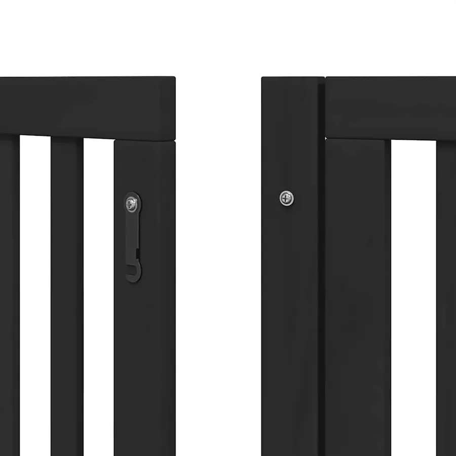 Barrière pour chien porte pliable 12panneaux noir bois peuplier - 9