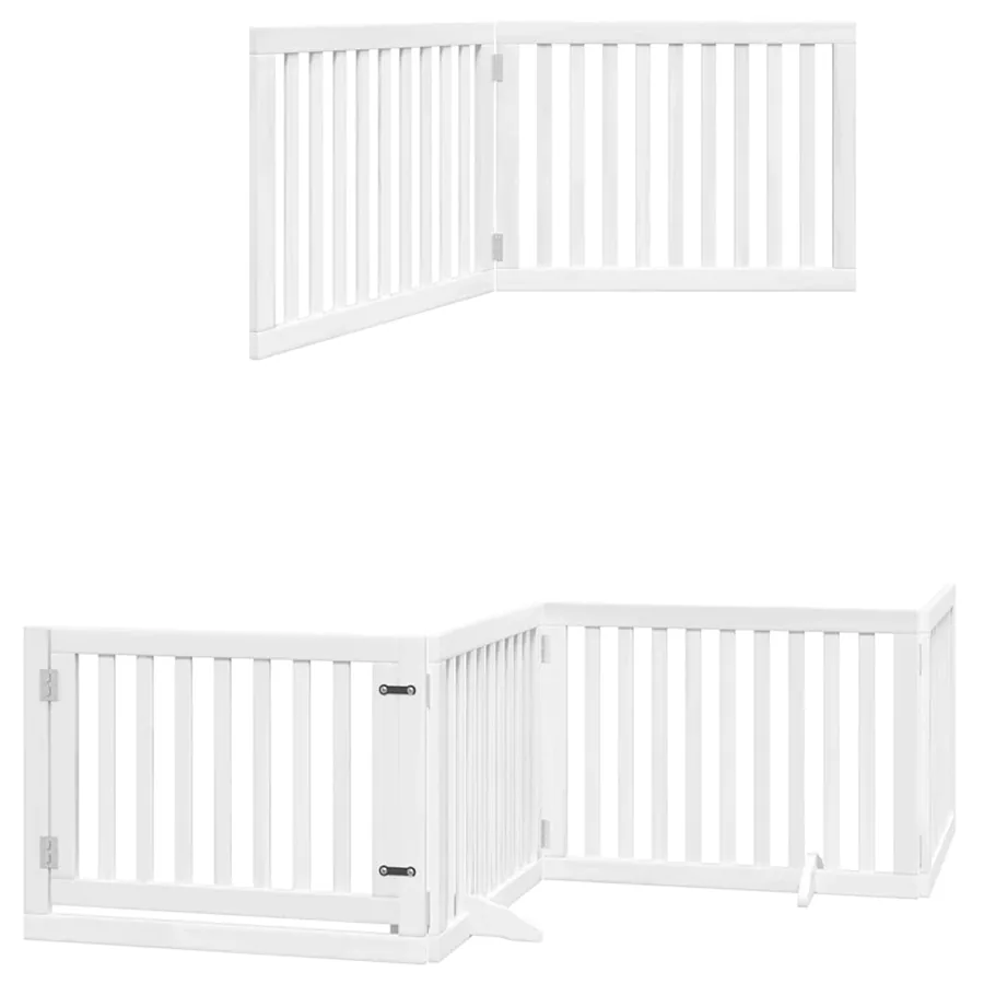 Barrière pour chien porte pliable 12 panneaux bois de peuplier - 12