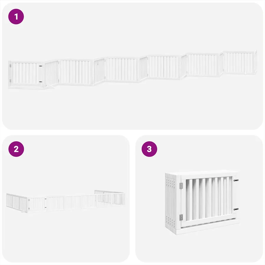 Barrière pour chien porte pliable 12 panneaux bois de peuplier - 5
