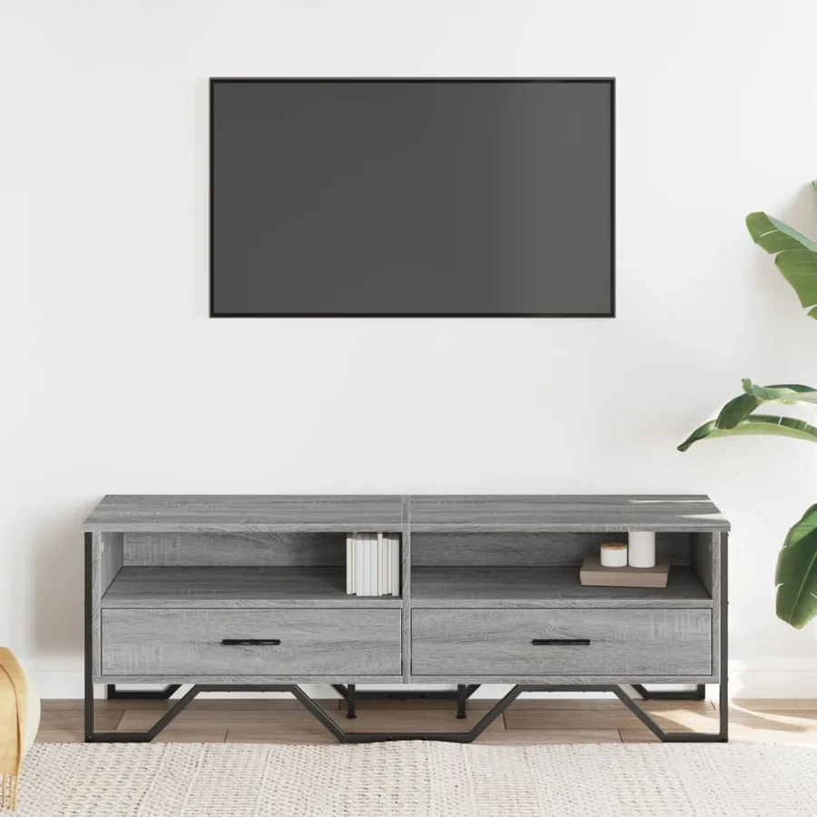 Meuble TV sonoma gris 122x34x41 cm bois d'ingénierie - 3