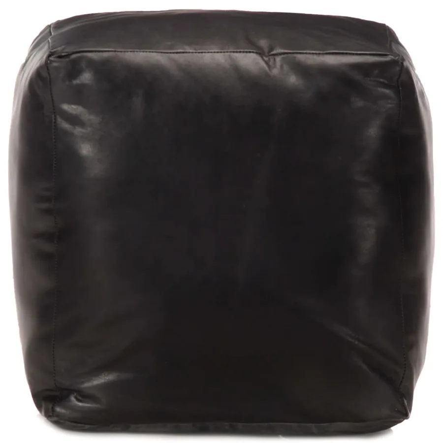 Pouf 40 x 40 x 40 cm Noir Cuir véritable de chèvre - 2