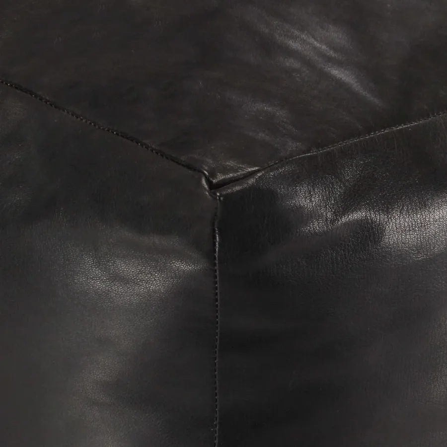 Pouf 40 x 40 x 40 cm Noir Cuir véritable de chèvre - 3