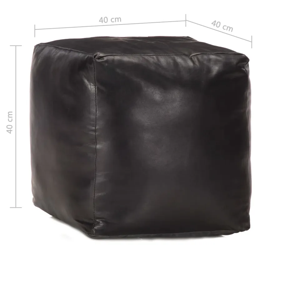 Pouf 40 x 40 x 40 cm Noir Cuir véritable de chèvre - 4