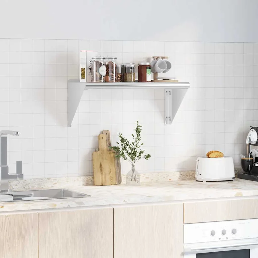 Étagère murale 75x30x31 cm argenté acier inoxydable - 3