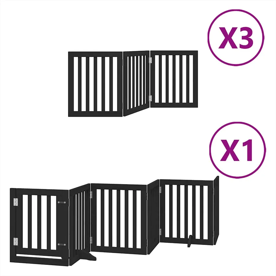 Barrière pour chien porte pliable 15panneaux noir bois peuplier - 2