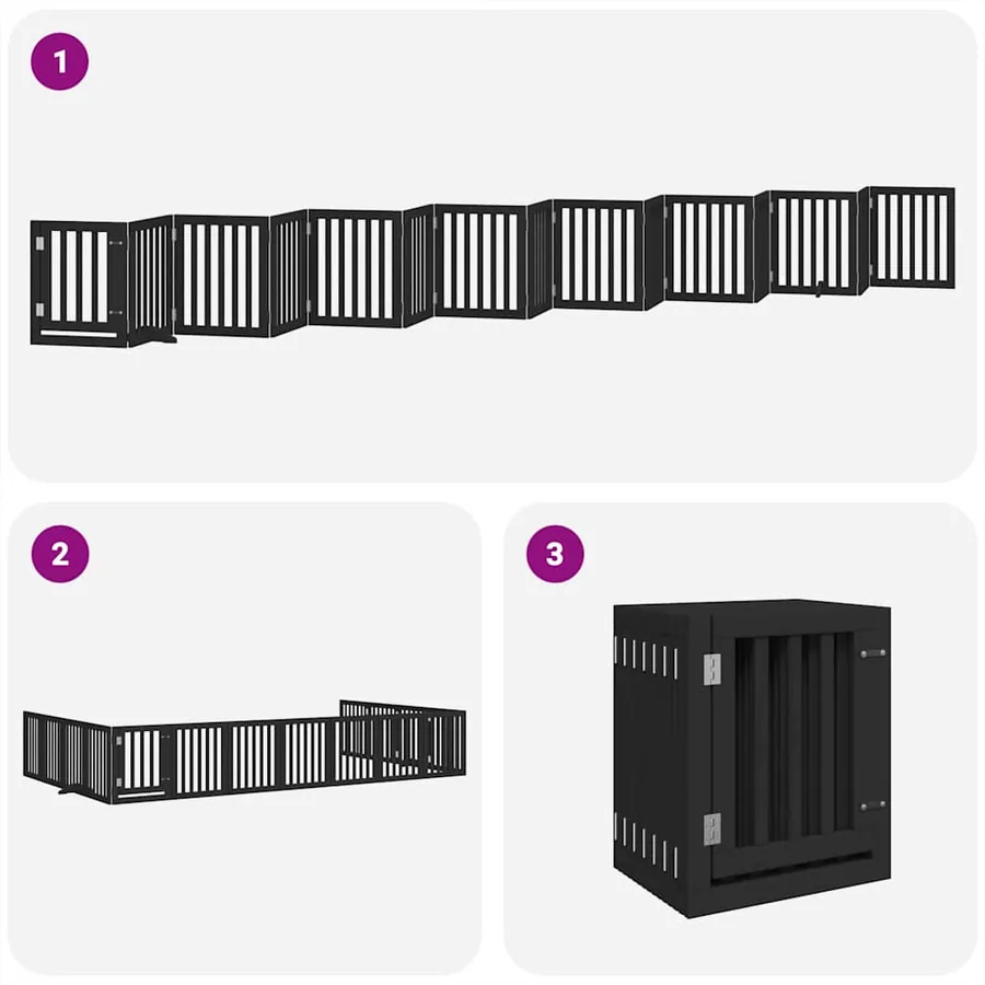Barrière pour chien porte pliable 15panneaux noir bois peuplier - 5