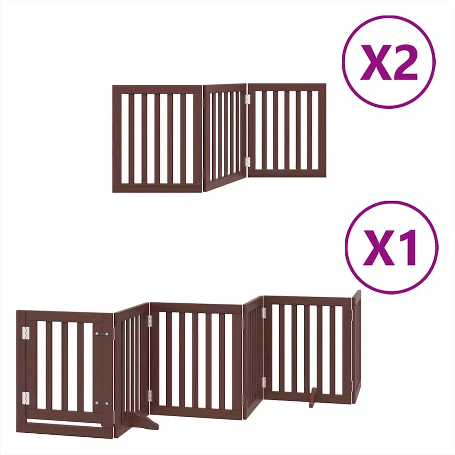 Barrière pour chien porte pliable 12 panneaux bois de peuplier - 2