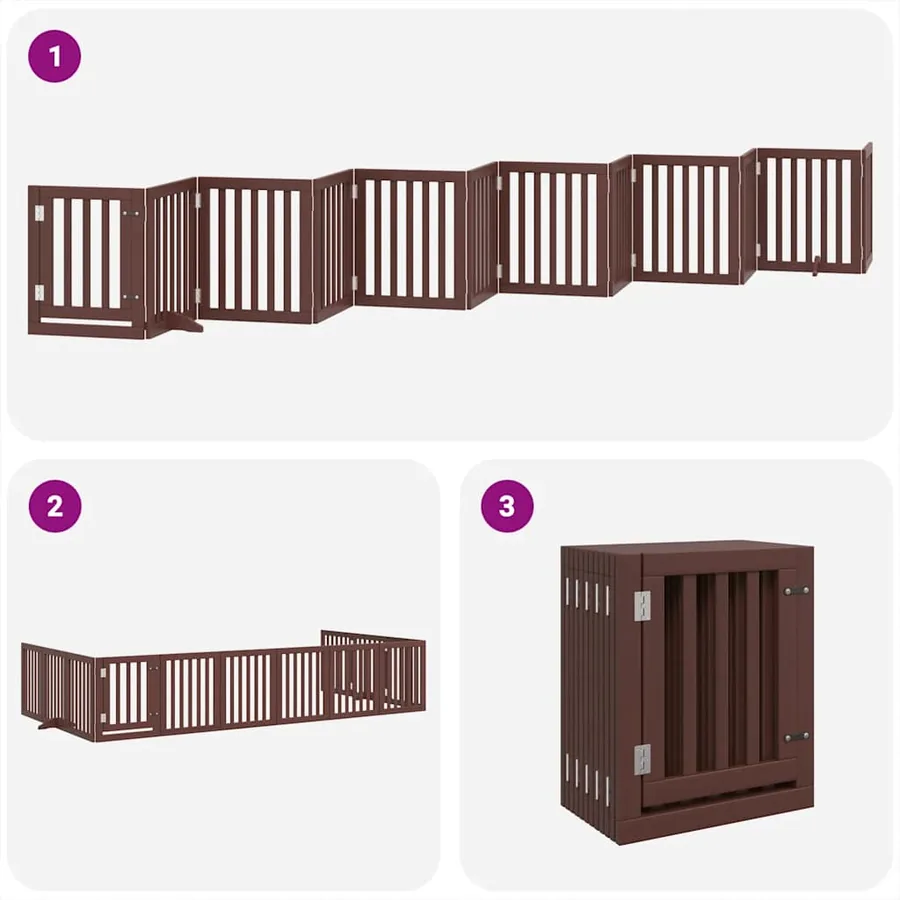 Barrière pour chien porte pliable 12 panneaux bois de peuplier - 5