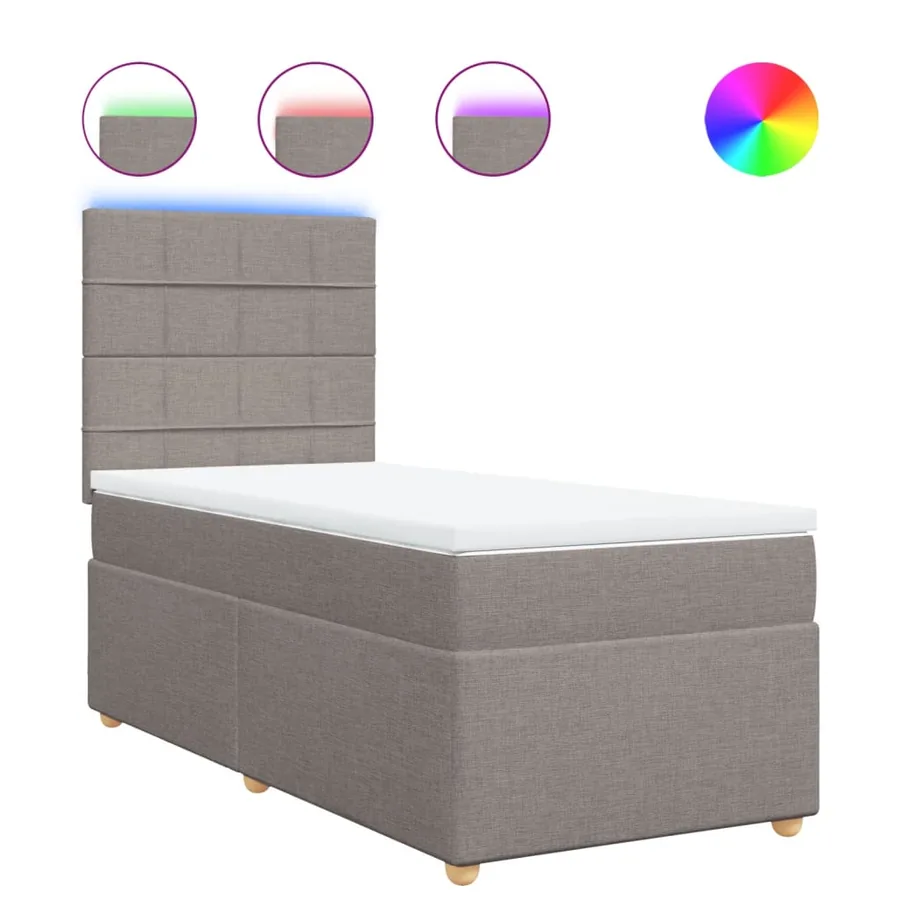 Sommier à lattes de lit avec matelas Taupe 90x190 cm Tissu - 2