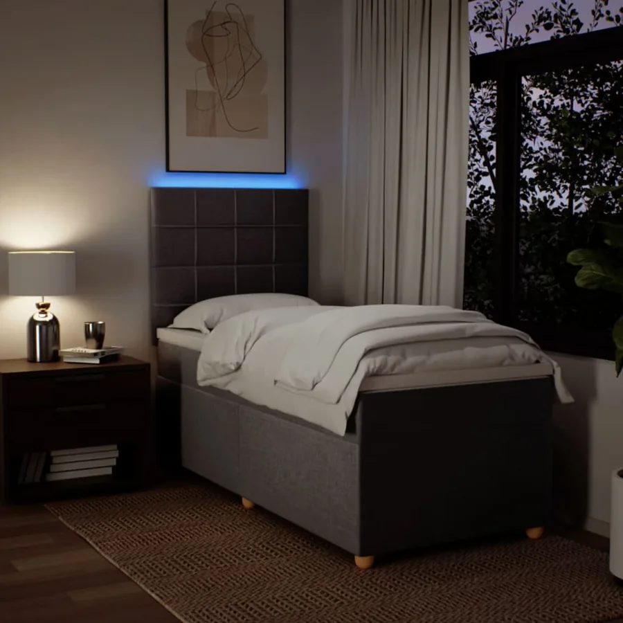 Sommier à lattes de lit avec matelas Taupe 90x190 cm Tissu - 4