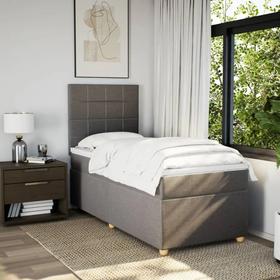 Sommier à lattes de lit avec matelas Taupe 90x190 cm Tissu - 5